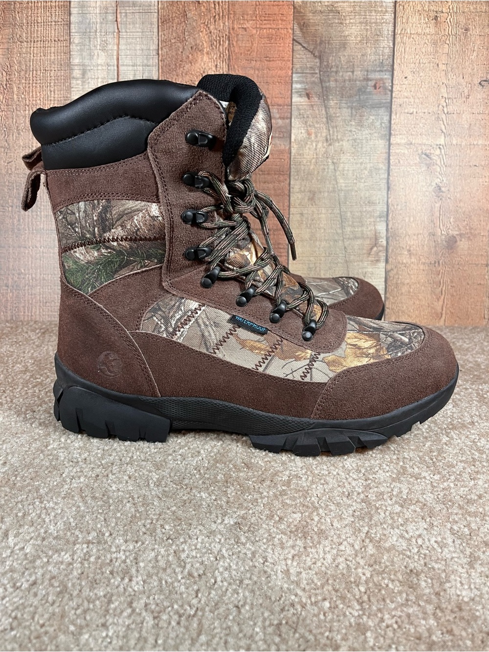 Gander Mountain Brown and Camo Hunting Boots men's size 13 NWT